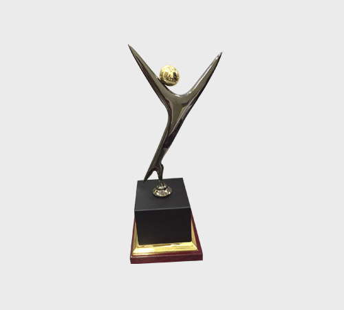 Silver Abstract Figure Holding Gold Ball - SKU ME-045 - Metal