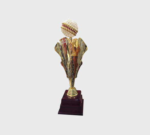 Gold Fan Trophy with Textured Ball Top - SKU ME-051 - Metal