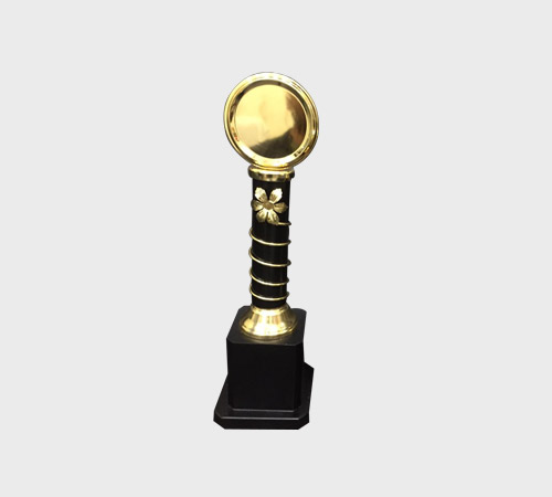 Gold Disc Trophy on Spiral Column - SKU ME-052 - Metal