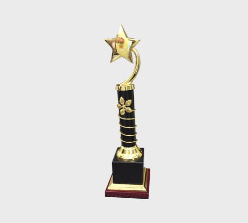 Gold Star Trophy on Spiral Column with Flower Accent - SKU ME-054 - Metal