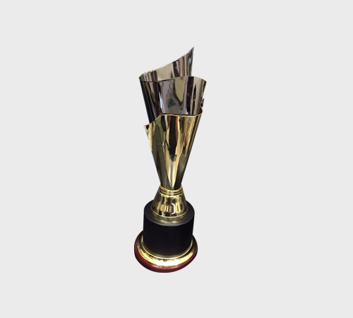 Gold Swirling Ribbon Trophy on Black Base - SKU ME-058 - Metal