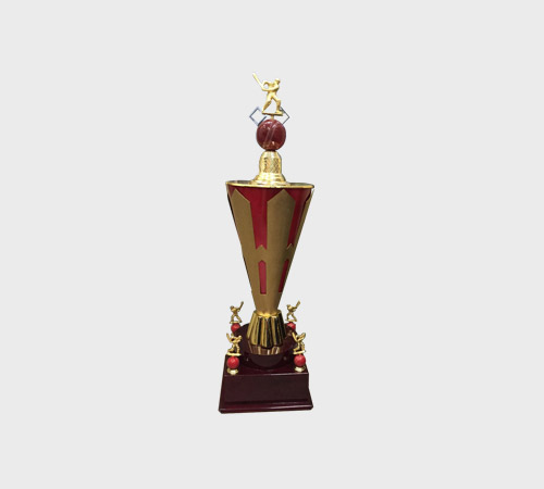 Gold Cricket Cup Trophy with Batsman Topper - SKU ME-060 - Metal