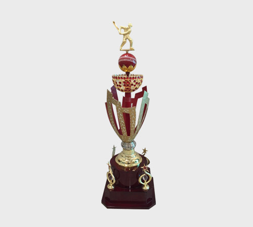 Ornate Gold Cricket Trophy with Jeweled Bowl - SKU ME-061 - Metal
