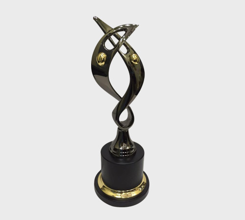 Gunmetal Twisted Ribbon Trophy on Black Base - SKU ME-063 - Metal