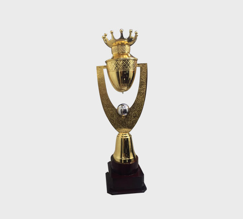 Gold Crown Trophy with Patterned Cup Body - SKU ME-064 - Metal