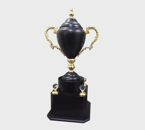 Black Urn Cup Trophy with Crystal Accents - SKU ME-069 - Metal