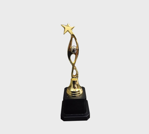 Gold Star Trophy with Looped Ribbon Stem - SKU ME-076 - Metal