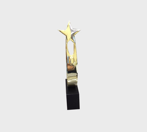 Chrome Star Trophy with Looped Base Ring - SKU ME-079 - Metal