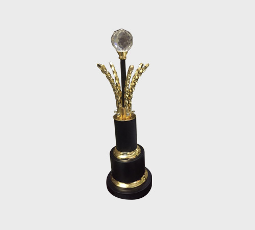 Crystal Ball Trophy on Gold Fountain Stem - SKU ME-086 - Metal