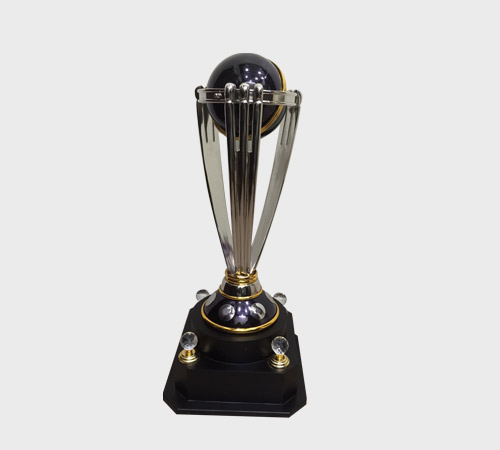 Silver Ribbed Cup Trophy with Textured Ball Top - SKU ME-088 - Metal