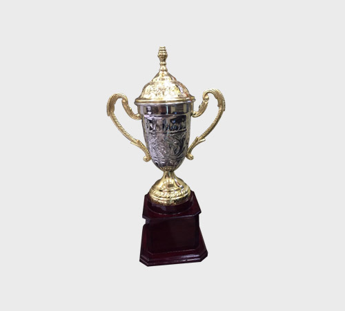 Two-Tone Urn Cup Trophy on Maroon Base - SKU ME-089 - Metal