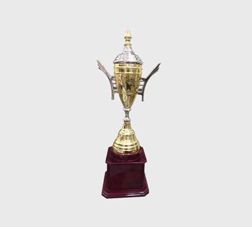 Black Cup Trophy with Curved Horn Handles - SKU ME-092 - Metal