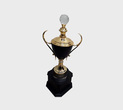 Black Cup Trophy with Crystal Ball Finial - SKU ME-093 - Metal