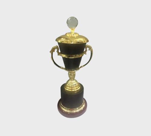 Black Urn Cup Trophy with Gold Rim Handles - SKU ME-094 - Metal