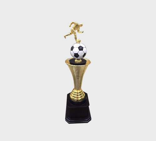 Gold Soccer Player Trophy on Textured Cone - SKU ME-097 - Metal