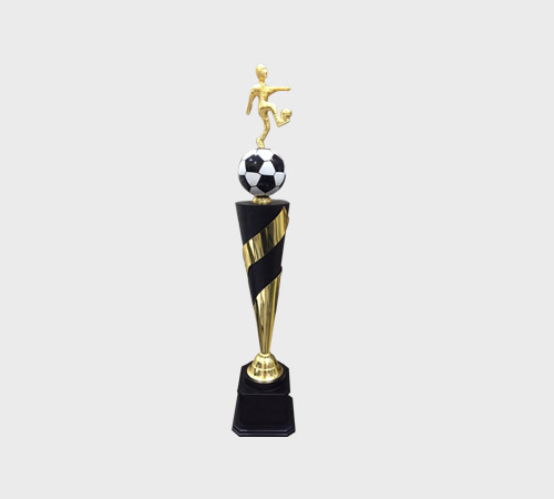 Gold Soccer Player Trophy on Spiral Column - SKU ME-098 - Metal