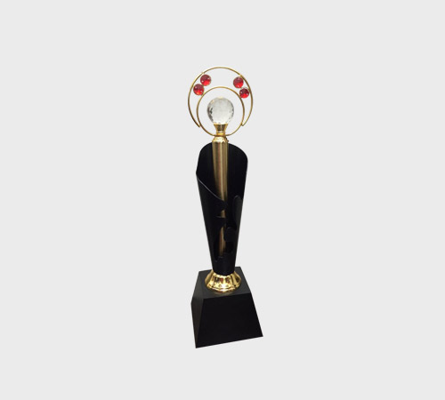 Crystal Ball Trophy with Red Gem Accents - SKU ME-100 - Metal
