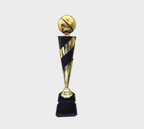 Gold Striped Ball Trophy on Spiral Cone - SKU ME-101 - Metal