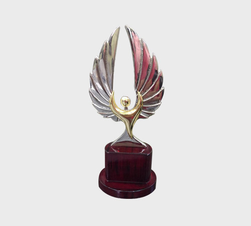 Silver Wings Trophy with Gold Center Orb - SKU ME-103 - Metal