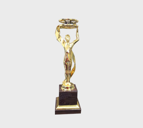 Gold Figure Holding Gold Ring Aloft - SKU ME-110 - Metal
