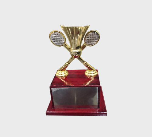Crossed Rackets Trophy with Gold Cup Center - SKU ME-113 - Metal