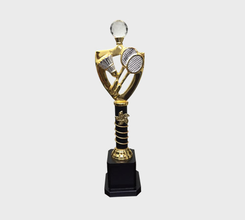 Gold Heart-Shaped Trophy with Racket Motif - SKU ME-114 - Metal