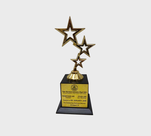 Cascading Star Outline Trophy on Black Base - SKU ME-116 - Metal