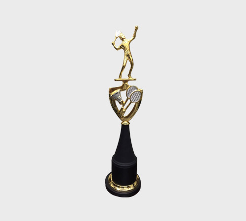 Gold Tennis Player Trophy on Black Cone - SKU ME-118 - Metal