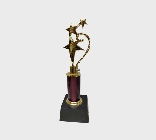 Gold Star Cluster Trophy with Curled Ribbon - SKU ME-119 - Metal
