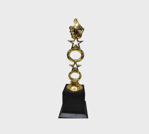 Gold Thumbs-Up Trophy with Star Medallions - SKU ME-124 - Metal