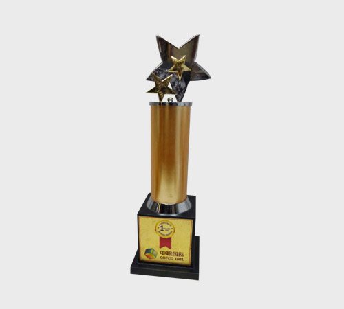Silver Star Cluster Trophy on Gold Column - SKU ME-129 - Metal