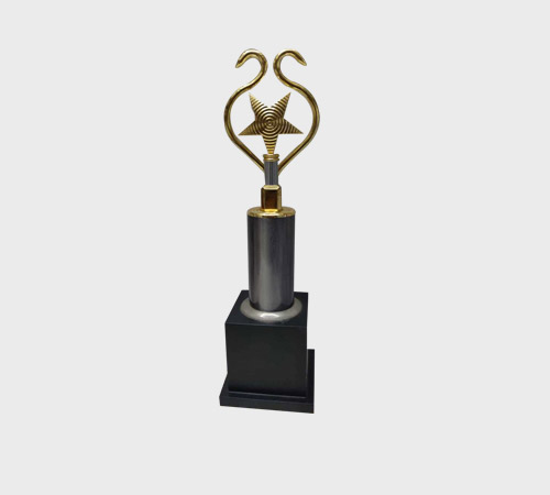 Gold Star Medallion Trophy with Horn Handles - SKU ME-133 - Metal