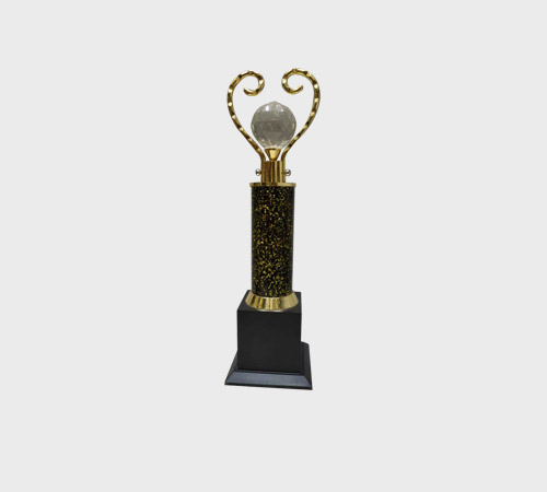 Crystal Ball Trophy with Curled Horn Handles - SKU ME-136 - Metal