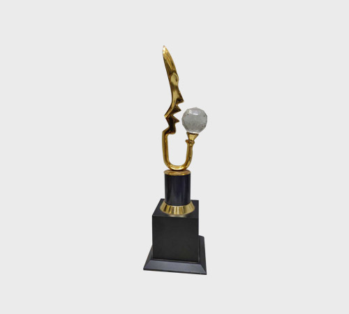 Gold Flame Trophy with Crystal Ball Accent - SKU ME-137 - Metal