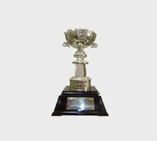 Ornate Silver Cup on Black Cylinder Base - SKU MT-001 - Metal