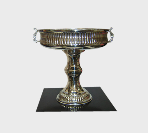 Double-Lobed Cup on Tiered Silver Stem - SKU MT-005 - Metal