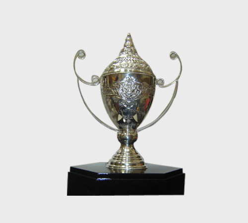 Silver Bell Trophy with Winged Finial on Cross Base - SKU MT-007 - Metal