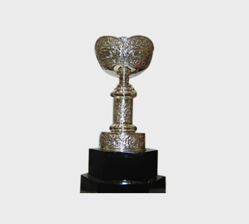 Silver Tower Trophy with Winged Finial and Crest - SKU MT-008 - Metal