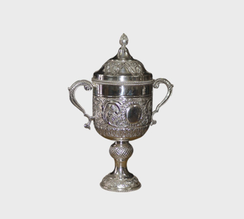 Pointed-Finial Lidded Cup with Fluted Body - SKU MT-015 - Metal