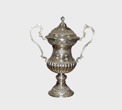 Diamond-Quilted Lidded Cup with Medallion - SKU MT-018 - Metal