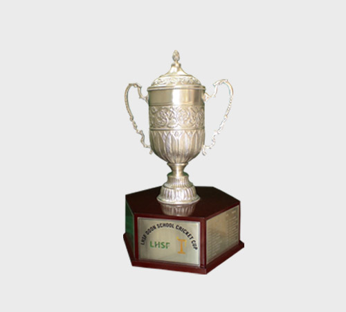 Lion-Finial Lidded Cup on Hexagonal Wood Base - SKU MT-029 - Metal