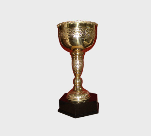 Gold-Tone Chalice Cup on Hexagonal Base - SKU MT-032 - Metal