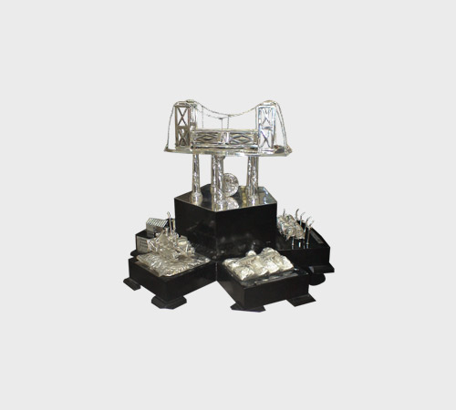 Silver Bridge Trophy on Tiered Base - SKU MT-036 - Metal
