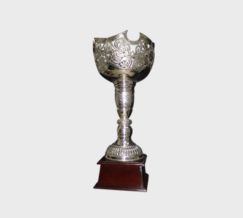 Silver Crown-Cut Cup on Wood Base - SKU MT-039 - Metal