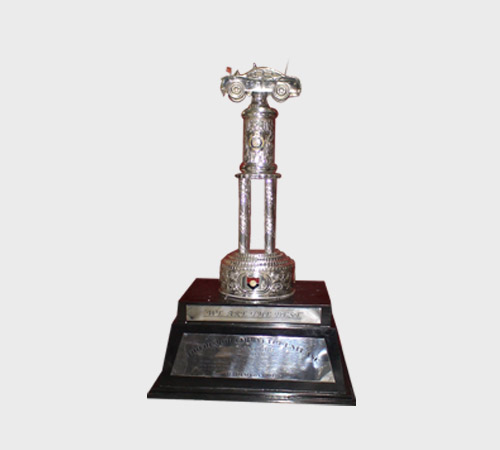 Silver Racing Car Trophy on Wood Base - SKU MT-044 - Metal
