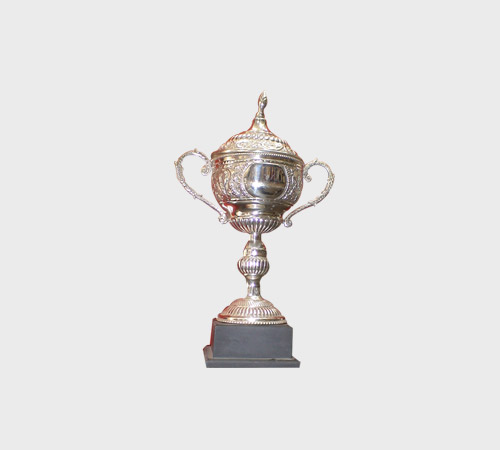 Silver Lidded Medallion Cup on Square Base - SKU MT-046 - Metal
