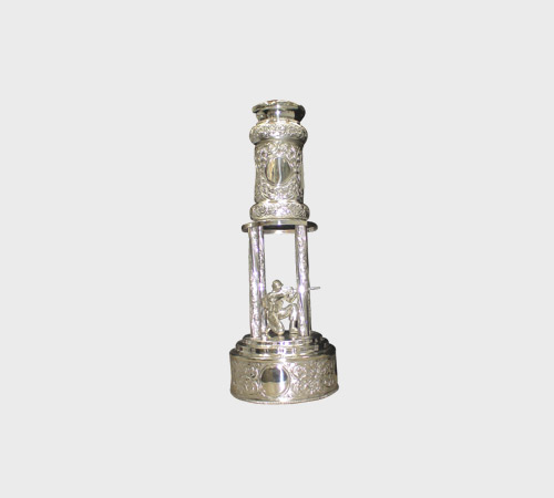 Silver Column Trophy with Soldier Figurine - SKU MT-065 - Metal