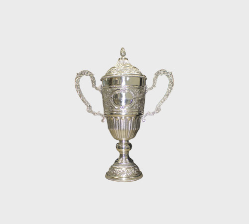 Silver Lidded Cup with Engraved Medallion - SKU MT-066 - Metal