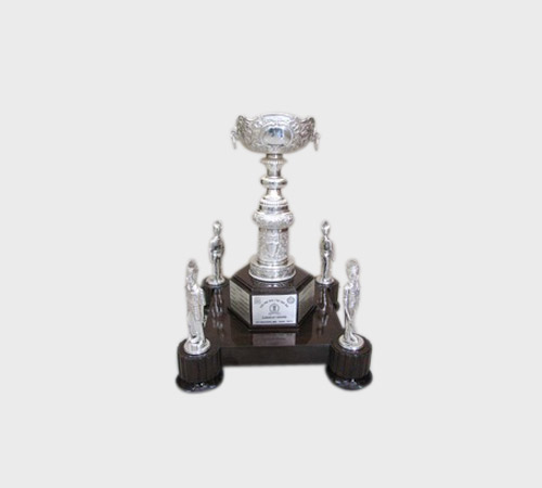 Silver Cup Trophy with Four Corner Figurines - SKU MT-070 - Metal