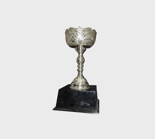 Silver Leaf-Flared Goblet on Black Base - SKU MT-071 - Metal